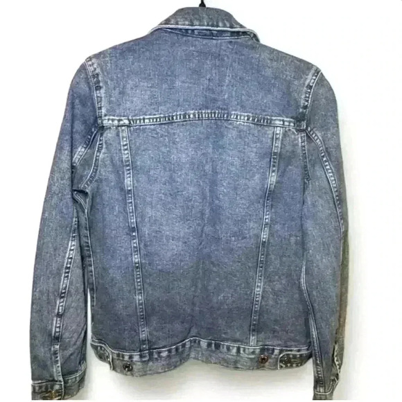 &Denim Women's Blue Jean Jacket Size 0 Casual Button Front Pockets - Picture 3 of 5